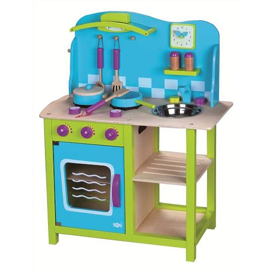 Bébé en bois cuisine - bleu