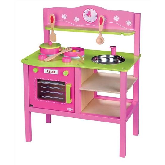 Bébé en bois cuisine - rose