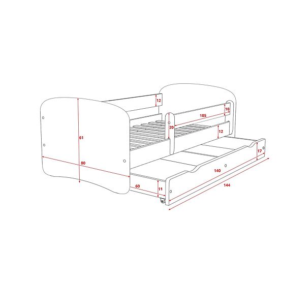 Lit pour enfant avec barrière Ourbaby - pelleteuse - blanc