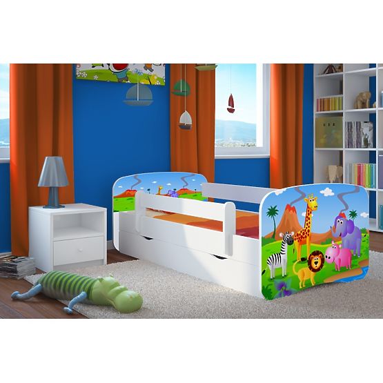 Lit pour enfant avec barrière Ourbaby - Safari - blanc
