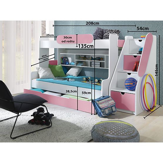 Bébé loft lit Segan rose