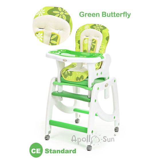 Bébé à manger chaise haute 5v1 - Vert papillon