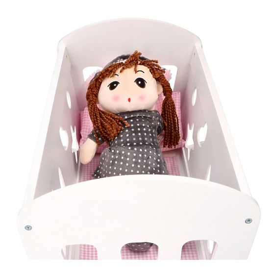 Berceau en bois pour poupées avec couettes