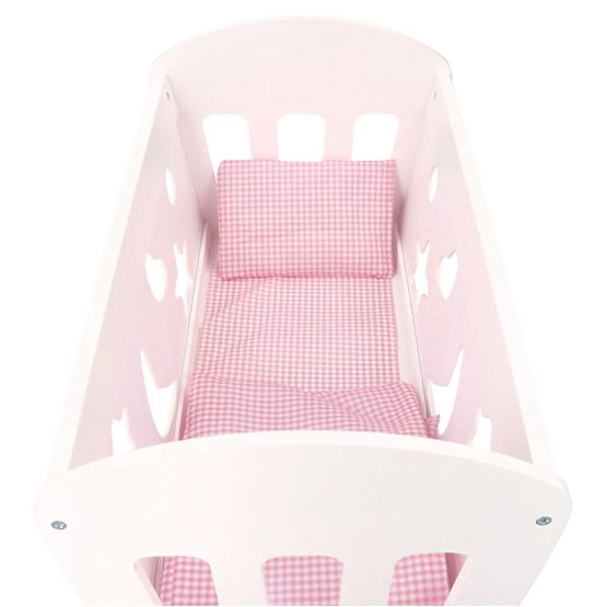 Berceau en bois pour poupées avec couettes