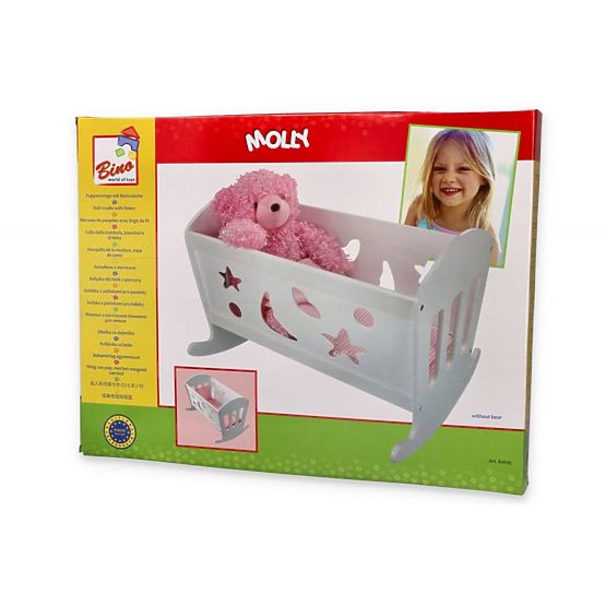 Berceau en bois pour poupées avec couettes