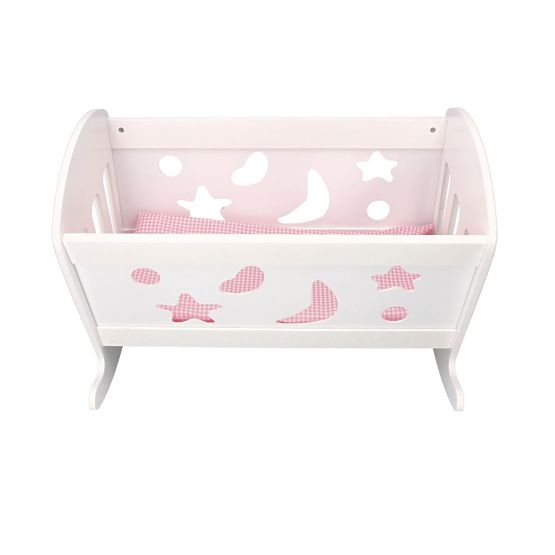 Berceau en bois pour poupées avec couettes