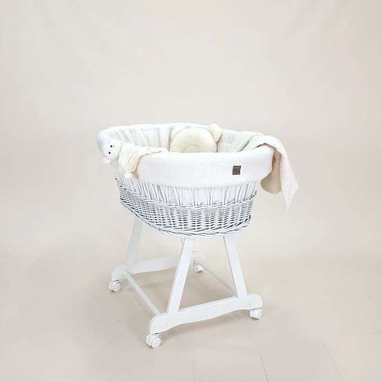 Berceau en osier blanc Teddy pour bébé - équipement couleur écru