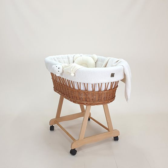 Berceau en osier naturel Teddy pour bébé - équipement couleur écru