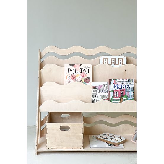 Bibliothèque et étagère à jouets WAVE M - naturel