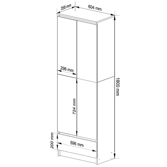 BIBLIOTHÈQUE FERMÉE R60 2D 1SZ CLP PK BLANC/ BLANC BRILLANT
