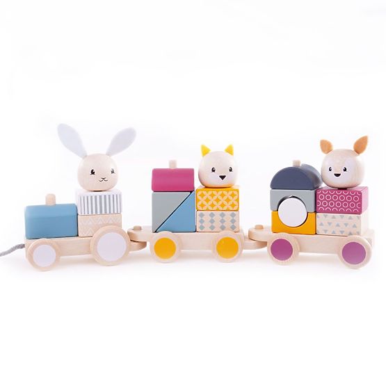 Bigjigs Baby Train en bois avec animaux - emballage endommagé
