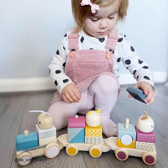 Bigjigs Baby Train en bois avec animaux - emballage endommagé