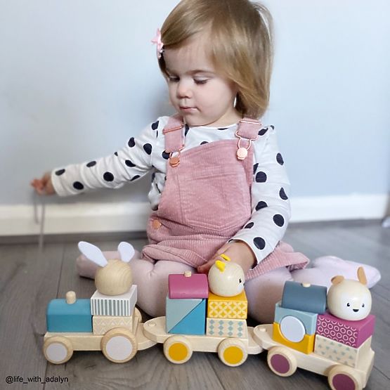 Bigjigs Baby Train en bois avec animaux - emballage endommagé