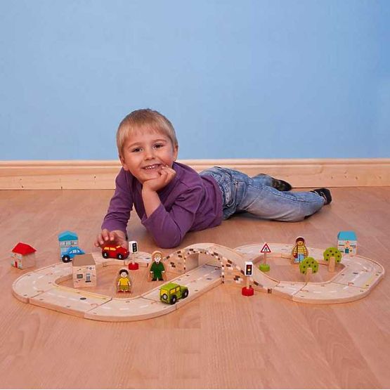 Bigjigs Rail Piste de voiture en forme de huit en bois