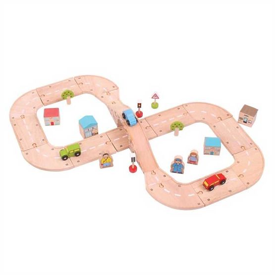 Bigjigs Rail Piste de voiture en forme de huit en bois