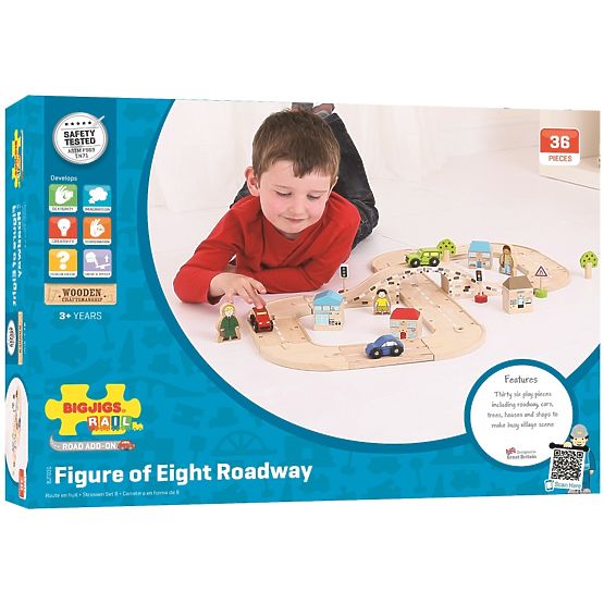 Bigjigs Rail Piste de voiture en forme de huit en bois