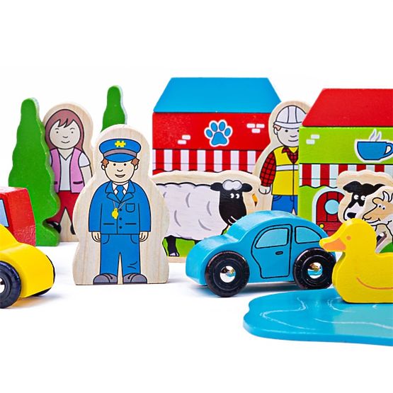 Bigjigs Rail Grand ensemble d'accessoires de voie ferrée en bois
