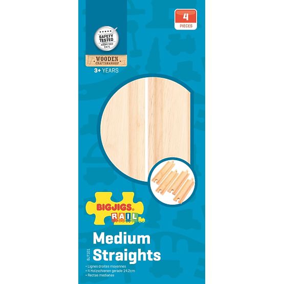 Bigjigs Rail Rails droits moyens 16 cm 4 pcs