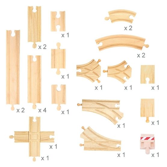 Bigjigs Rail Ensemble de Rails en Bois 25 Pièces