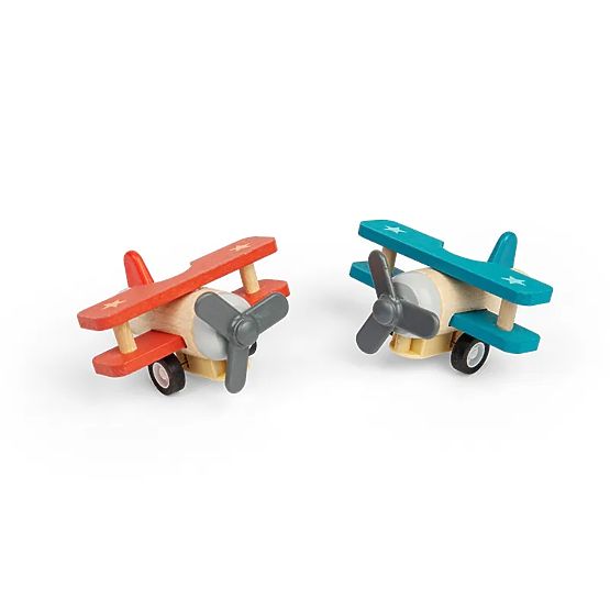 Bigjigs Toys Avion en bois à remonter Biplan 1 pièce