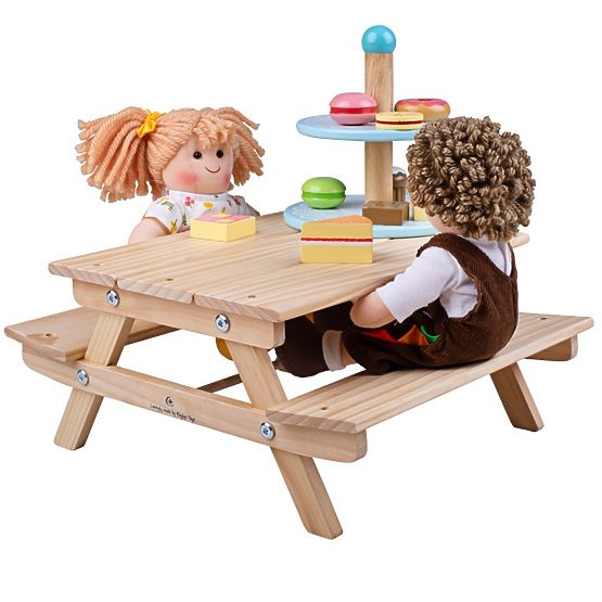 Bigjigs Toys Banc de pique-nique en bois pour poupées
