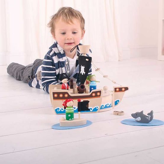 Bigjigs Toys Bateau Pirate avec Pirates