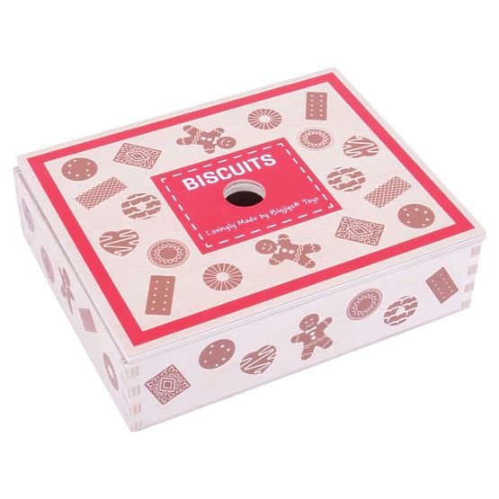Boîte à jouets Bigjigs avec biscuits en bois