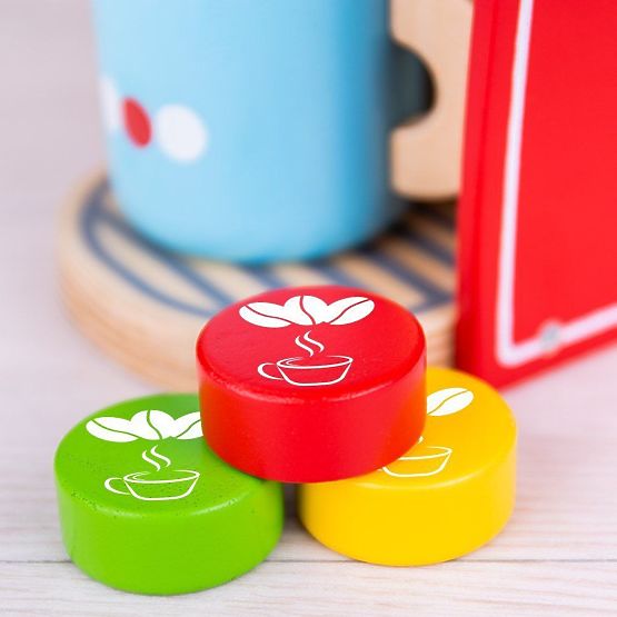 Bigjigs Toys Cafetière en bois rouge