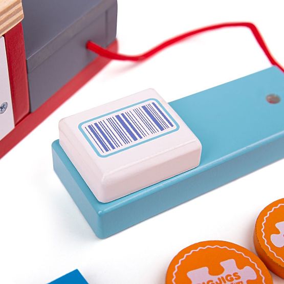 Bigjigs Toys Caisse enregistreuse en bois rouge