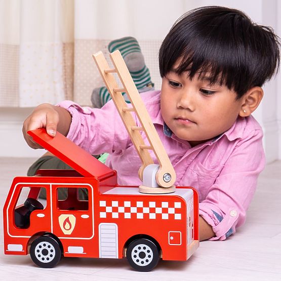 Bigjigs Toys Camion de pompiers en bois