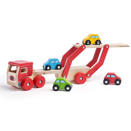 Bigjigs Toys Camion en bois avec voitures