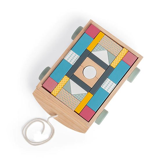 Bigjigs Toys Chariot avec blocs en bois