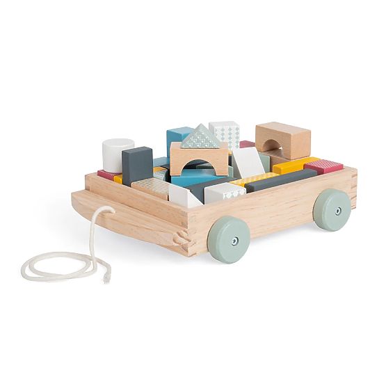 Bigjigs Toys Chariot avec blocs en bois
