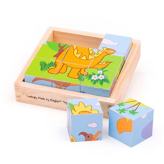 Bigjigs Toys Cubes illustrés Kubus Dinosaures 9 cubes