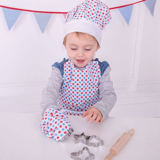 Bigjigs Toys Ensemble de cuisine avec tablier à pois