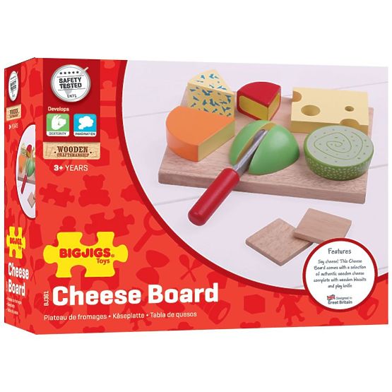 Bigjigs Toys Ensemble de fromages alimentaires en bois sur une assiette