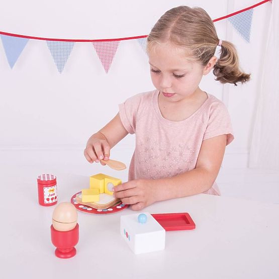 Bigjigs Toys Ensemble de Petit-Déjeuner en Bois