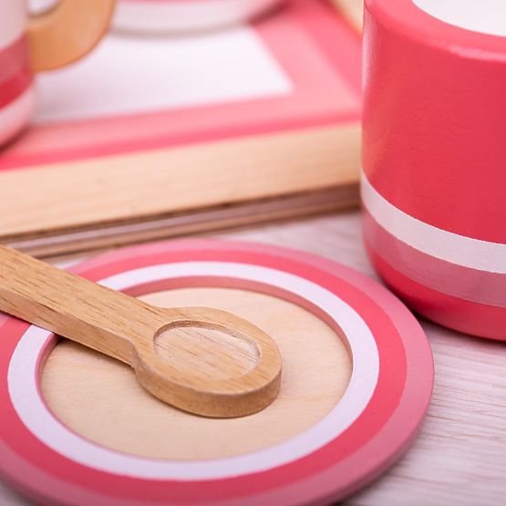 Bigjigs Toys Ensemble de thé en bois rose