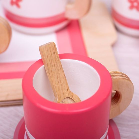 Bigjigs Toys Ensemble de thé en bois rose