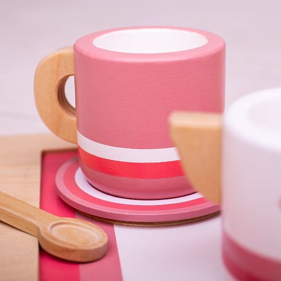 Bigjigs Toys Ensemble de thé en bois rose
