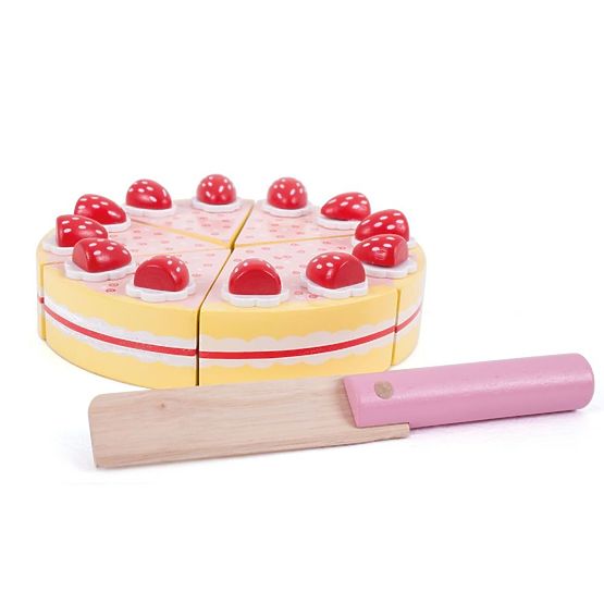 Bigjigs Toys Gâteau en tranches de bois avec fraises