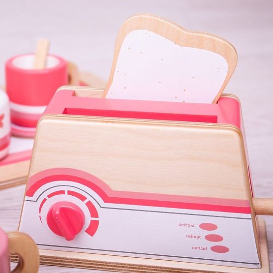 Bigjigs Toys Grille-pain en bois rose - emballage endommagé