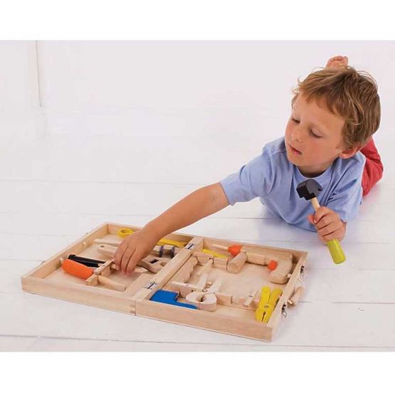 Bigjigs Toys Mallette à outils en bois