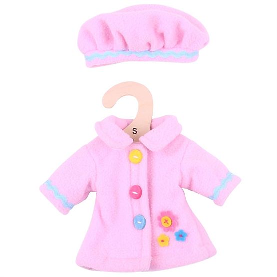 Bigjigs Toys Manteau rose avec boutons pour poupée 28 cm