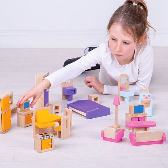 Bigjigs Toys Meubles de maison de poupée en bois
