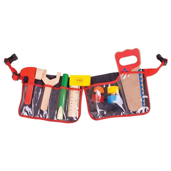 Bigjigs Toys Outils en bois sur ceinture rouge
