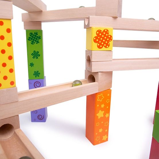 Bigjigs Toys Piste de boules en bois colorée