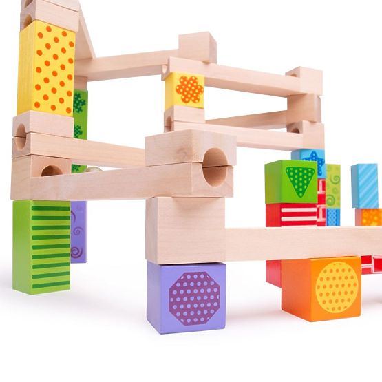 Bigjigs Toys Piste de boules en bois colorée