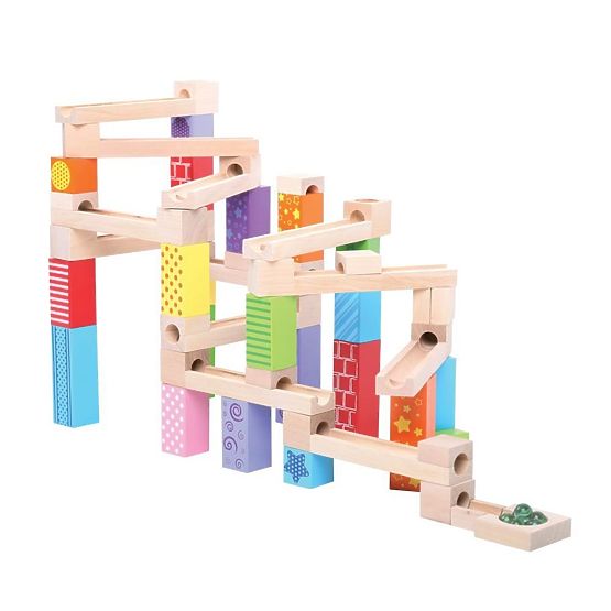 Bigjigs Toys Piste de boules en bois colorée