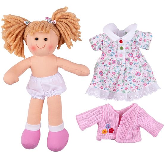 Bigjigs Toys Poupée en Tissu Poppy 28 cm